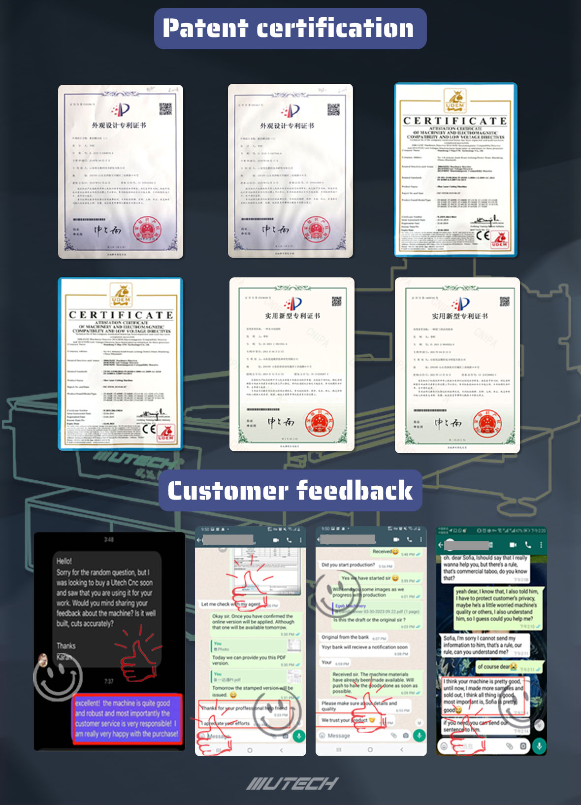 certificação e feedback do cliente