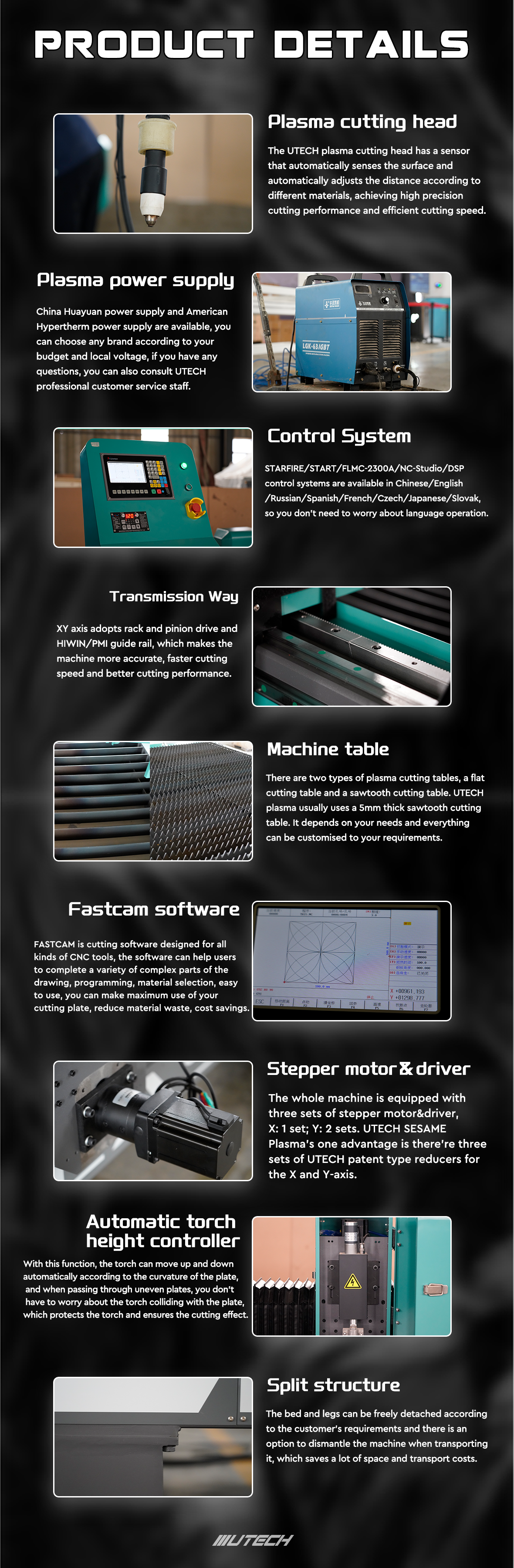 detalhes do cortador de plasma cnc